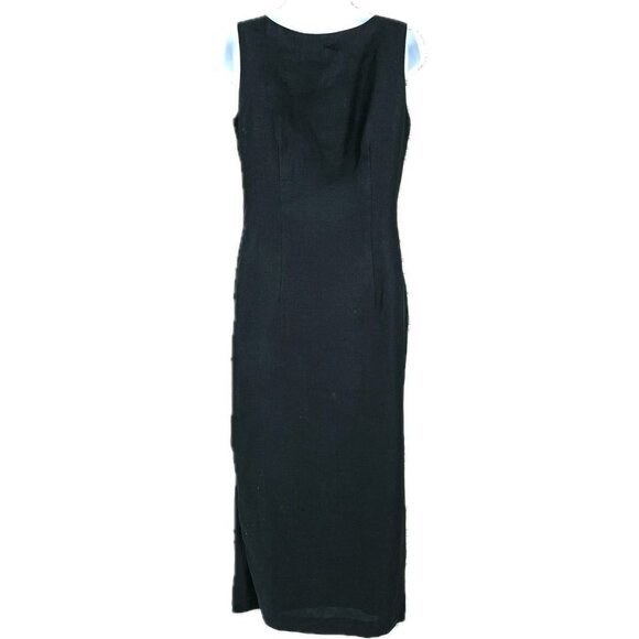 Brooks Brothers Linen Dress Size 4 Black Side Button Sleeveless Lined Round Neck - Picture 6 of 10